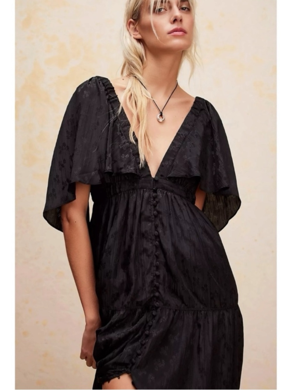 Free People Ethereal Witchy Fairy Cha Cha Maxi Dress Black Small Bohemian Goth - Picture 3 of 14